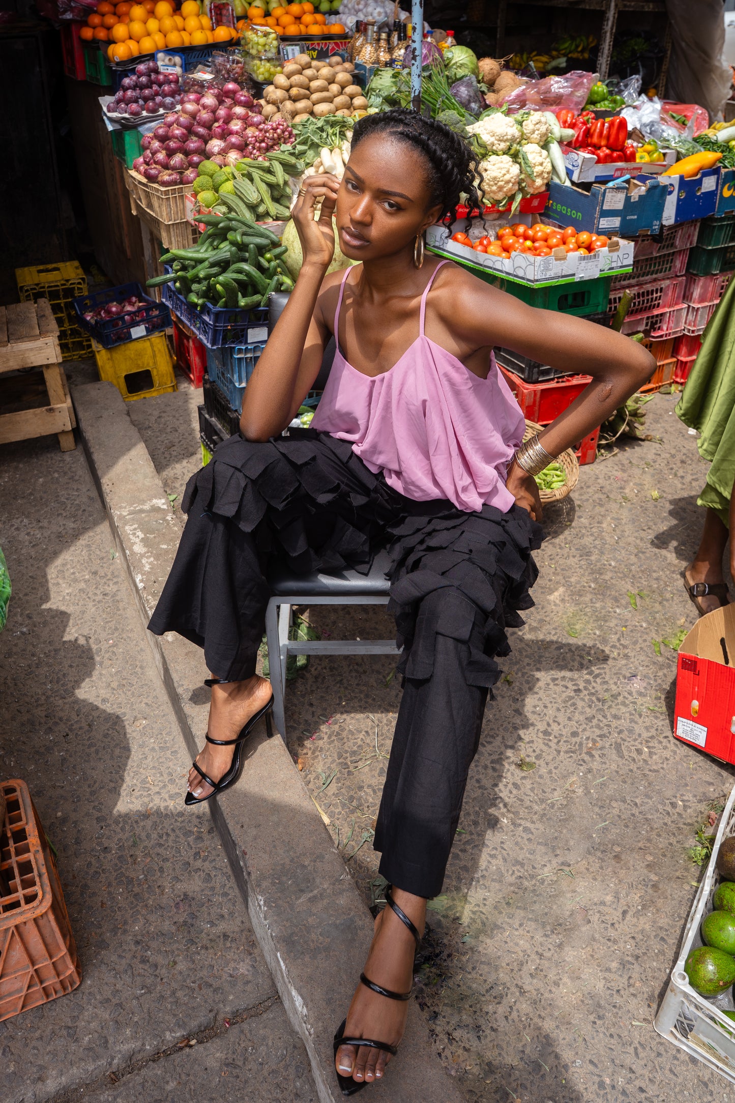 Black Funtua Cotton Trousers